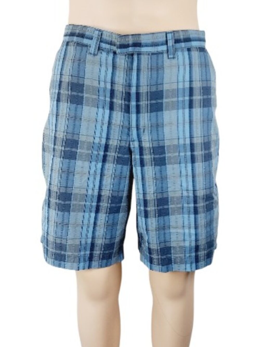 Patagonia Men's Blue Plaid Flat Front Drawstring Thrift Casual Shorts Size 36
